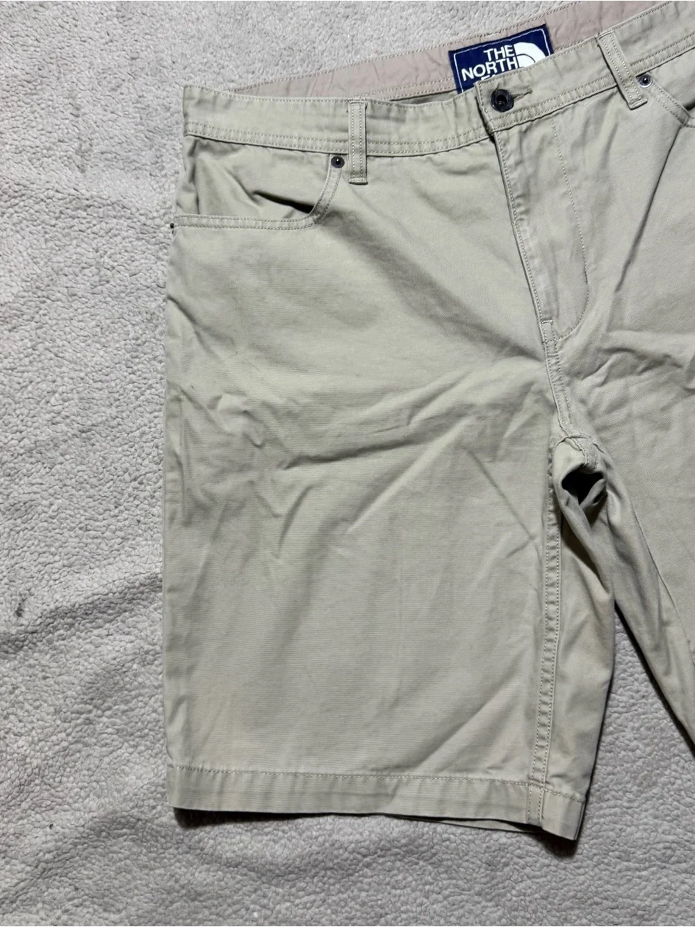 The North Face Shorts Mens 34 Beige Mid Rise Outdoor Cotton Summer Meas 34x10.5